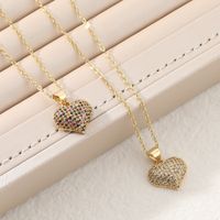Simple Style Heart Shape Copper Plating Inlay Zircon Pendant Necklace main image 5