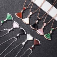 Elegant Simple Style Dresses Sterling Silver Plating Inlay Rhinestones Agate Shell Pendant Necklace main image 1