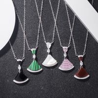 Elegant Simple Style Dresses Sterling Silver Plating Inlay Rhinestones Agate Shell Pendant Necklace main image 5