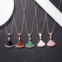 Elegant Simple Style Dresses Sterling Silver Plating Inlay Rhinestones Agate Shell Pendant Necklace main image 4