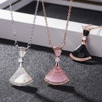Elegant Simple Style Dresses Sterling Silver Plating Inlay Rhinestones Agate Shell Pendant Necklace main image 3
