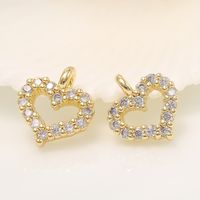 Simple Style Heart Shape Copper Plating Inlay Zircon 14k Gold Plated Charms Jewelry Accessories main image 1