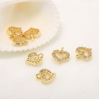 Simple Style Heart Shape Copper Plating Inlay Zircon 14k Gold Plated Charms Jewelry Accessories main image 5