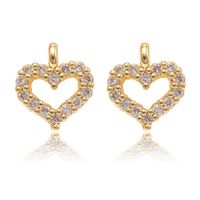 Simple Style Heart Shape Copper Plating Inlay Zircon 14k Gold Plated Charms Jewelry Accessories main image 2