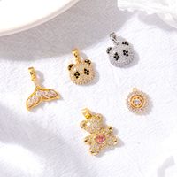 Simple Style Bear Panda Fish Tail Copper Plating Inlay Zircon Charms Jewelry Accessories main image 1