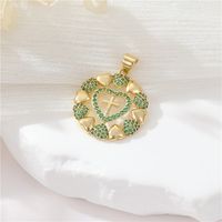 Simple Style Cross Heart Shape Copper Plating Inlay Zircon Charms Jewelry Accessories sku image 3