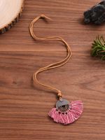 Retro Bohemian Feather Flower Pu Leather Alloy Women's Necklace main image 5