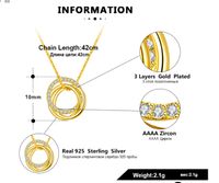 Style Simple Style Classique O-forme Rond Argent Sterling Polissage Placage Incruster Zircon Or Blanc Plaqué Pendentif main image 2