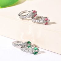 1 Pair Ig Style Snake Plating Copper Zircon White Gold Plated Huggie Earrings main image 1