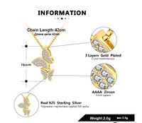Simple Style Classic Style Animal Butterfly Sterling Silver Polishing Plating Inlay Zircon White Gold Plated Pendant Necklace main image 2