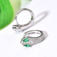 1 Pair Ig Style Snake Plating Copper Zircon White Gold Plated Huggie Earrings main image 4