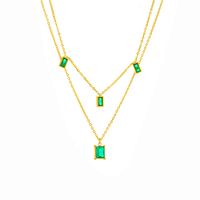 Vintage Style Square Titanium Steel Plating 18k Gold Plated Necklace main image 2