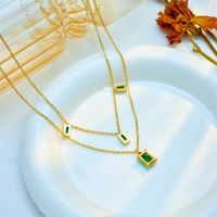 Vintage Style Square Titanium Steel Plating 18k Gold Plated Necklace main image 4