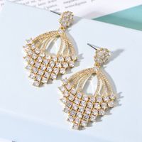 1 Pair Elegant Glam Geometric Plating Copper Zircon 18k Gold Plated White Gold Plated Drop Earrings main image 4