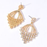 1 Pair Elegant Glam Geometric Plating Copper Zircon 18k Gold Plated White Gold Plated Drop Earrings main image 6