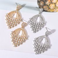 1 Paar Elegant Glam Geometrisch Überzug Kupfer Zirkon 18 Karat Vergoldet Weißgold Plattiert Tropfenohrringe main image 8