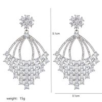 1 Paire Élégant Glamour Géométrique Placage Le Cuivre Zircon Plaqué Or 18k Or Blanc Plaqué Boucles D'oreilles main image 2