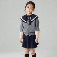 Preppy Style Color Block Polyacrylonitrile Fiber Girls Clothing Sets sku image 1