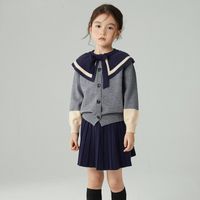 Preppy Style Color Block Polyacrylonitrile Fiber Girls Clothing Sets sku image 4