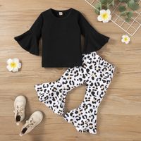 Retro Leopard Cotton Girls Clothing Sets main image 4