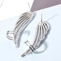 1 Pair Simple Style Classic Style Wings Plating Inlay Copper Zircon White Gold Plated Ear Studs main image 4