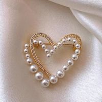 Simple Style Heart Shape Alloy Plating Inlay Rhinestones Pearl Women's Brooches main image 6