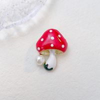 Cute Mushroom Zinc Alloy Enamel Plating Inlay Pearl Women's Brooches sku image 1