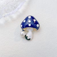 Cute Mushroom Zinc Alloy Enamel Plating Inlay Pearl Women's Brooches sku image 3