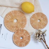 Casual Vacation Solid Color Rattan Placemat 1 Piece main image 4