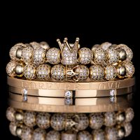 Simple Style Crown Stainless Steel Beaded Plating Bracelets main image 1