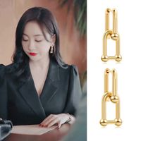 1 Pair Streetwear Solid Color Plating Chain Copper Drop Earrings main image 1