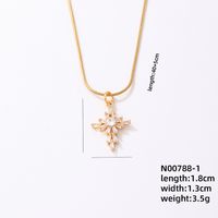 Wholesale IG Style Simple Style Cross 304 Stainless Steel Copper Plating Inlay K Gold Plated Rhodium Plated Zircon Necklace main image 6