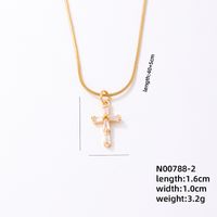 Wholesale IG Style Simple Style Cross 304 Stainless Steel Copper Plating Inlay K Gold Plated Rhodium Plated Zircon Necklace sku image 1