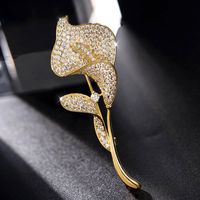 Elegant Glam Luxurious Leaf Flower Brass Plating Inlay Zircon Women's Brooches 1 Piece sku image 8