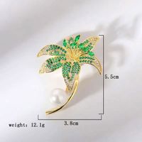 Elegant Glam Luxurious Leaf Flower Brass Plating Inlay Zircon Women's Brooches 1 Piece main image 2