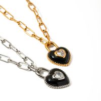 Ig Style Heart Shape Stainless Steel Enamel Plating Titanium Steel 18k Gold Plated Necklace main image 2