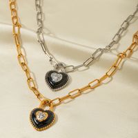Ig Style Heart Shape Stainless Steel Enamel Plating Titanium Steel 18k Gold Plated Necklace main image 5