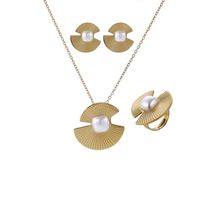 Einfacher Stil Sektor Titan Stahl Überzug Inlay Perle Ringe Ohrringe Halskette main image 6