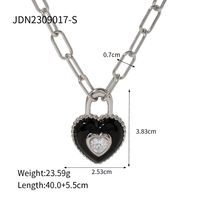 Ig Style Heart Shape Stainless Steel Enamel Plating Titanium Steel 18k Gold Plated Necklace sku image 1