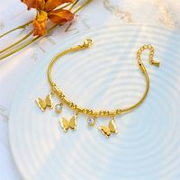 Korean Style Butterfly 304 Stainless Steel 18K Gold Plated No Inlaid Bracelets In Bulk main image 4