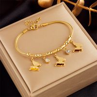 Korean Style Butterfly 304 Stainless Steel 18K Gold Plated No Inlaid Bracelets In Bulk main image 5
