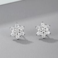 1 Pair Sweet Simple Style Snowflake Inlay Sterling Silver Zircon Ear Studs main image 4