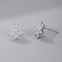 1 Pair Sweet Simple Style Snowflake Inlay Sterling Silver Zircon Ear Studs main image 5