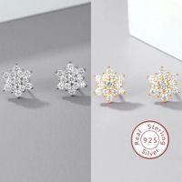 1 Pair Sweet Simple Style Snowflake Inlay Sterling Silver Zircon Ear Studs main image 1