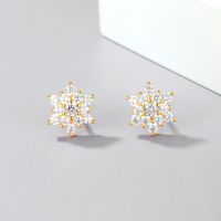 1 Pair Sweet Simple Style Snowflake Inlay Sterling Silver Zircon Ear Studs main image 8