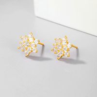 1 Pair Sweet Simple Style Snowflake Inlay Sterling Silver Zircon Ear Studs main image 6