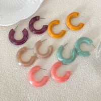 1 Pair Simple Style Streetwear Commute C Shape 304 Stainless Steel Arylic Ear Studs main image 2