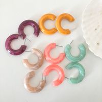 1 Pair Simple Style Streetwear Commute C Shape 304 Stainless Steel Arylic Ear Studs main image 4