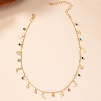 Retro Commute Star Moon Alloy Inlay Crystal Women's Pendant Necklace main image 4