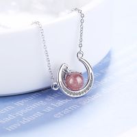 Crystal Copper Sweet Moon Pendant Necklace main image 4